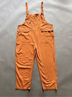 Granola 100% Cotton boho rustic orange overalls with adjustable straps size L